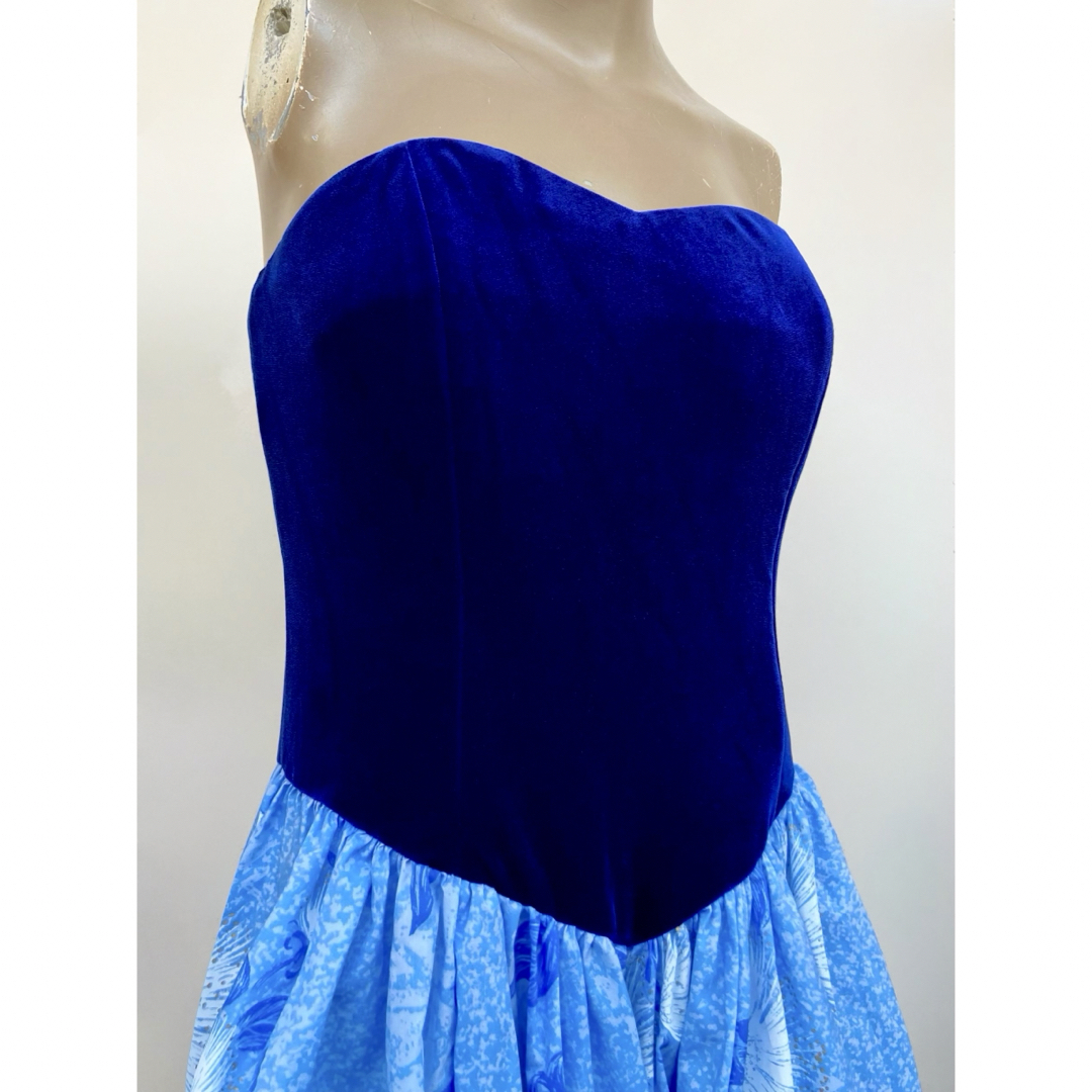 一回使用 import Hawaii直輸入 青系のフラドレス M位 レディースのフォーマル/ドレス(その他ドレス)の商品写真