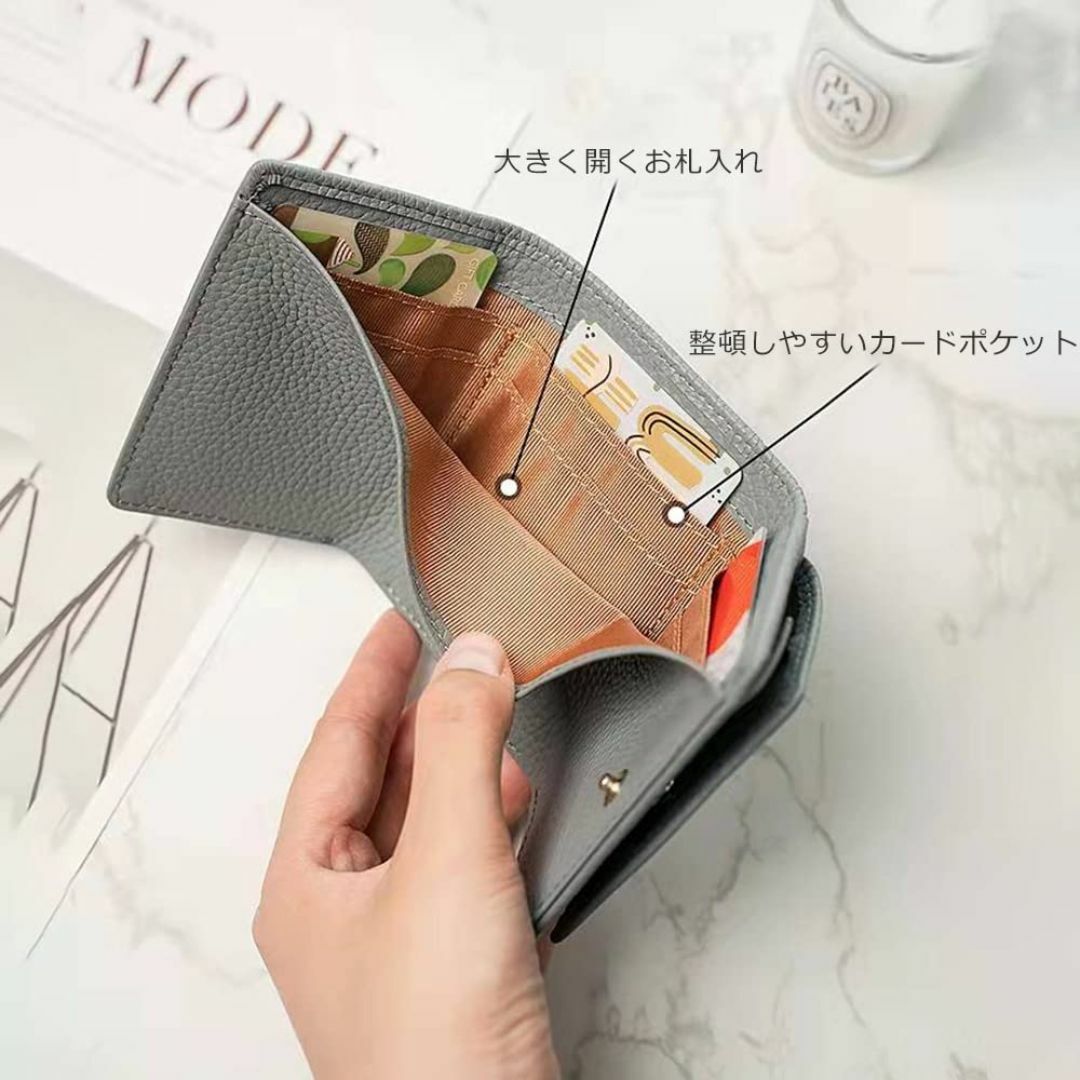 色:グレーDiverso ミニ財布 三つ折り レディース ミニウォレット 本 レディースのバッグ(その他)の商品写真