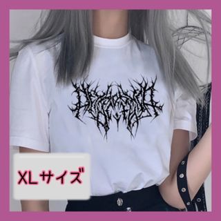 【おすすめ】ゴシック　Tシャツ　半袖　地雷系　白　XL　かっこいい (Tシャツ(半袖/袖なし))