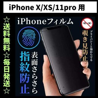 iPhone11pro X XS フィルム 覗き見防止 プライバシー さらさら(保護フィルム)