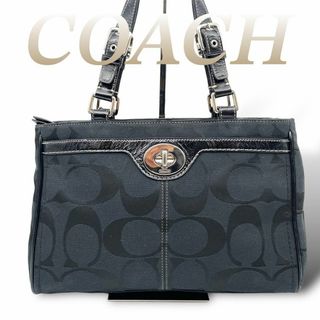 コーチ(COACH)のコーチ ハンドバッグ トート シグネチャー ターンロック ブラック 60425(ハンドバッグ)