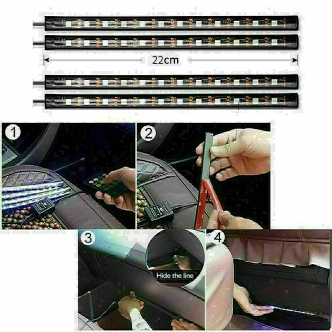 ledテープ シガーソケット 車 RGB テープライト 車内フロア車内装飾 48 自動車/バイクの自動車(車内アクセサリ)の商品写真