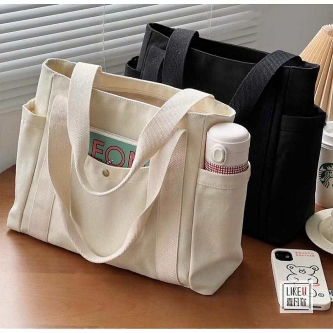 トートバッグ ハンドバッグ キャンバス  大容量　通勤　通学　シンプル　肩掛け レディースのバッグ(トートバッグ)の商品写真