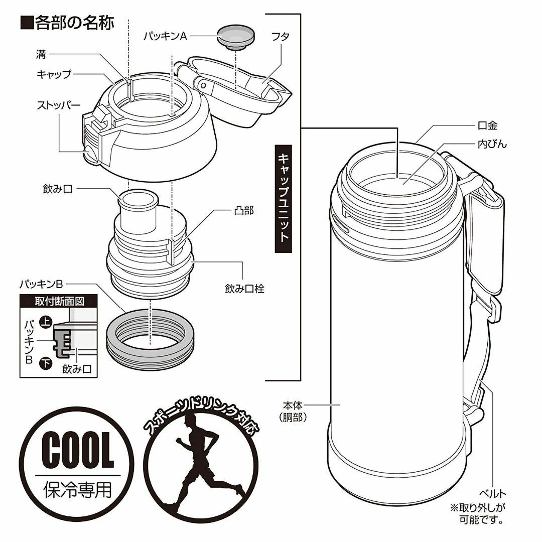 【色: 1L】キャプテンスタッグ(CAPTAIN STAG) スポーツボトル 水 インテリア/住まい/日用品のキッチン/食器(弁当用品)の商品写真