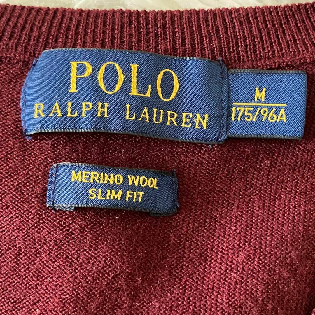 POLO RALPH LAUREN(ポロラルフローレン)のラルフローレン メリノウールプルオーバーニット セーター M ワインレッド メンズのトップス(ニット/セーター)の商品写真
