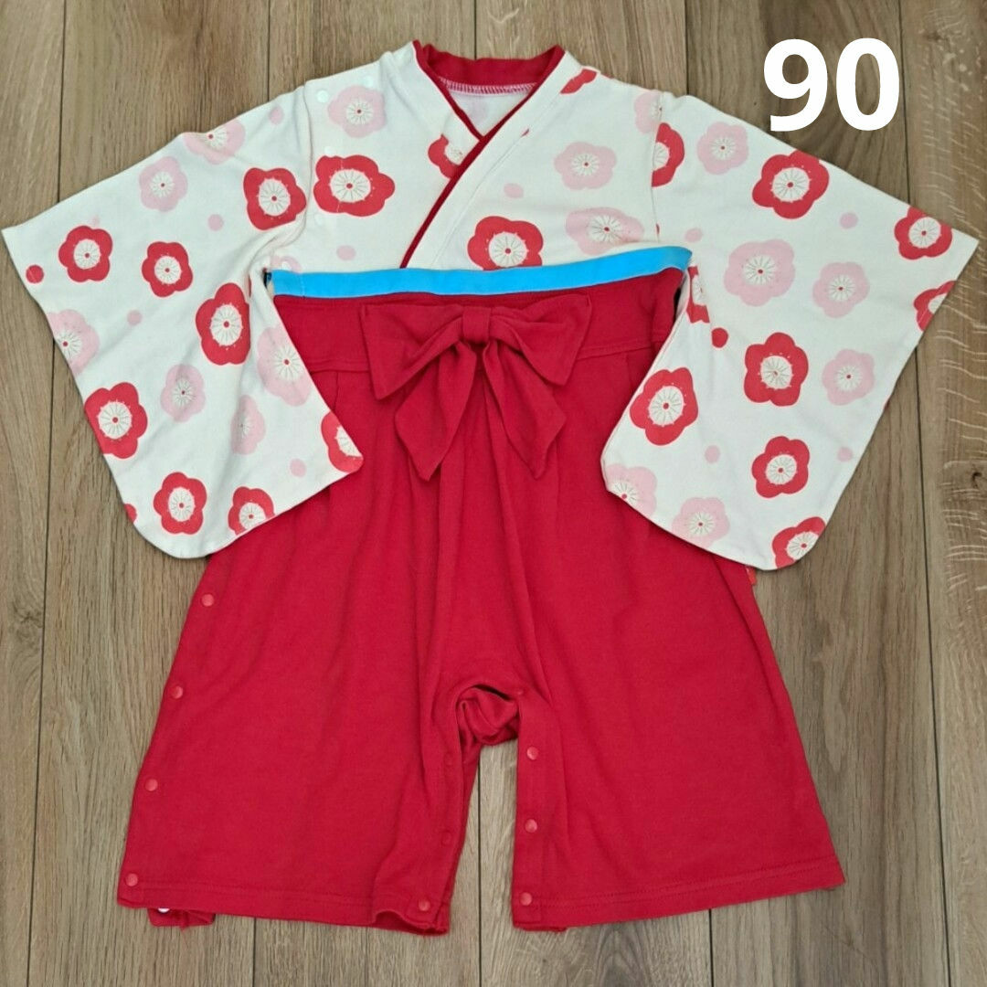 お値下げ！90 袴 ロンパース キッズ/ベビー/マタニティのキッズ服女の子用(90cm~)(和服/着物)の商品写真