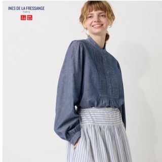 ユニクロ(UNIQLO)のイネス ダンガリーピンタックブラウス  (シャツ/ブラウス(長袖/七分))