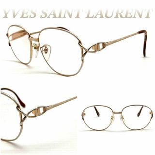 イヴサンローラン(Yves Saint Laurent)のイヴサンローラン ヴィンテージ 眼鏡 度あり チタン ゴールド 60425(サングラス/メガネ)