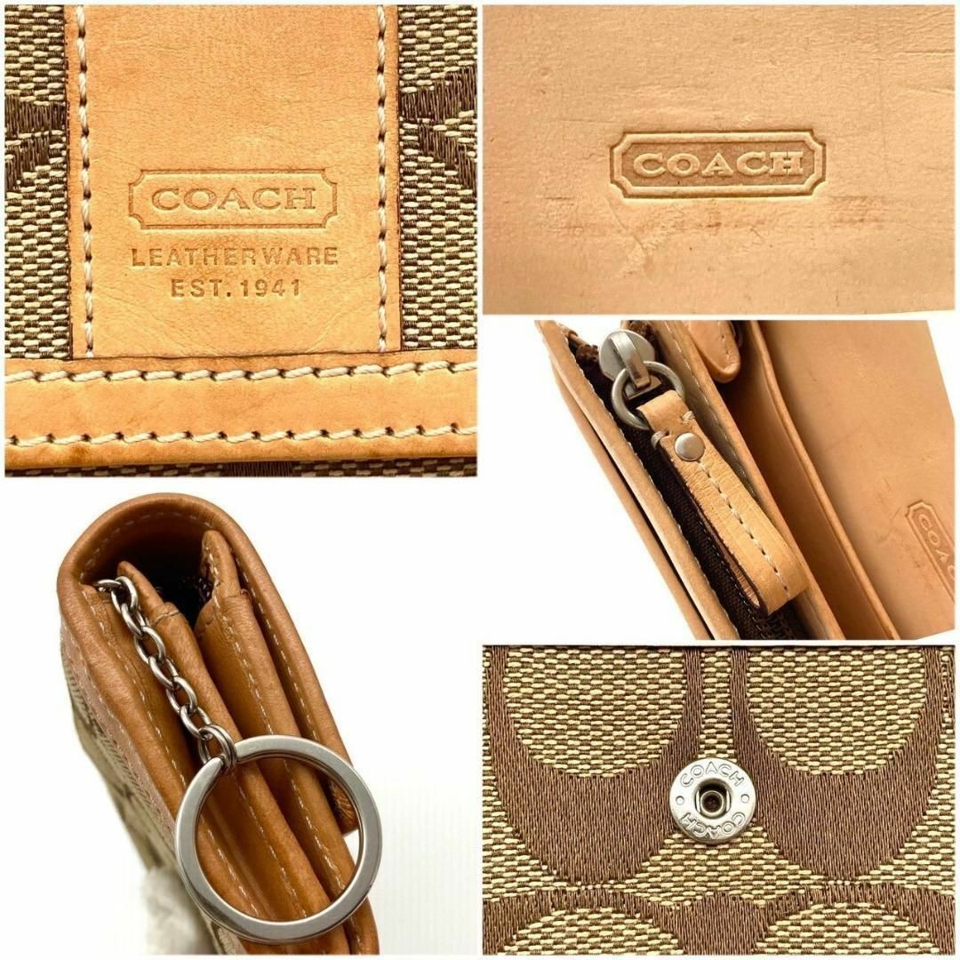 COACH(コーチ)のコーチ 二つ折り財布 レザー ライトブラウン キーリング付き 60424 レディースのファッション小物(財布)の商品写真