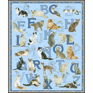 クロスステッチキット 猫とねずみのアルファベット　印刷なし(生地/糸)