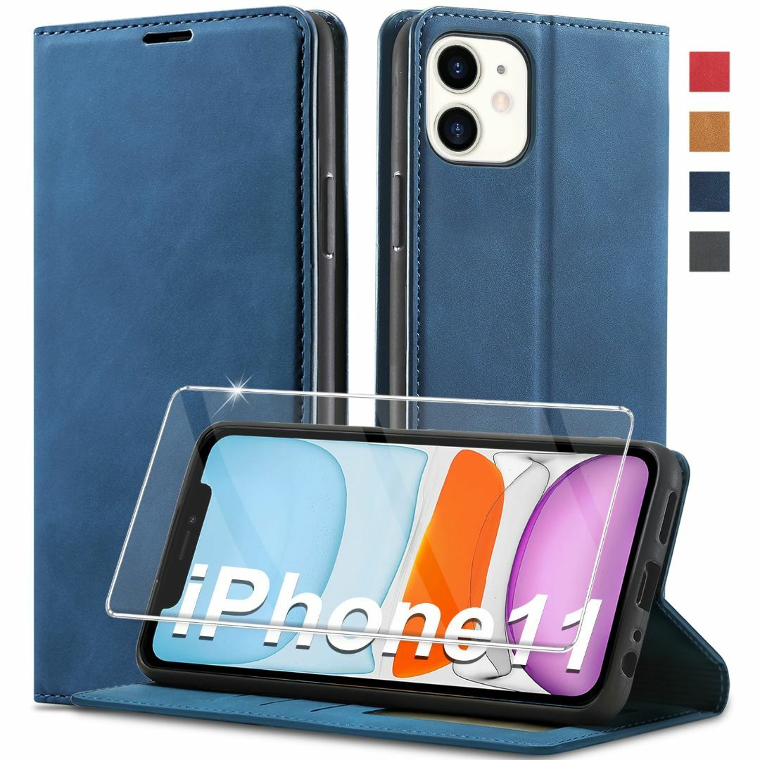 色:ブルー202新型 iPhone 11 ケース 手帳型 スマホケース 合皮 スマホ/家電/カメラのスマホアクセサリー(その他)の商品写真