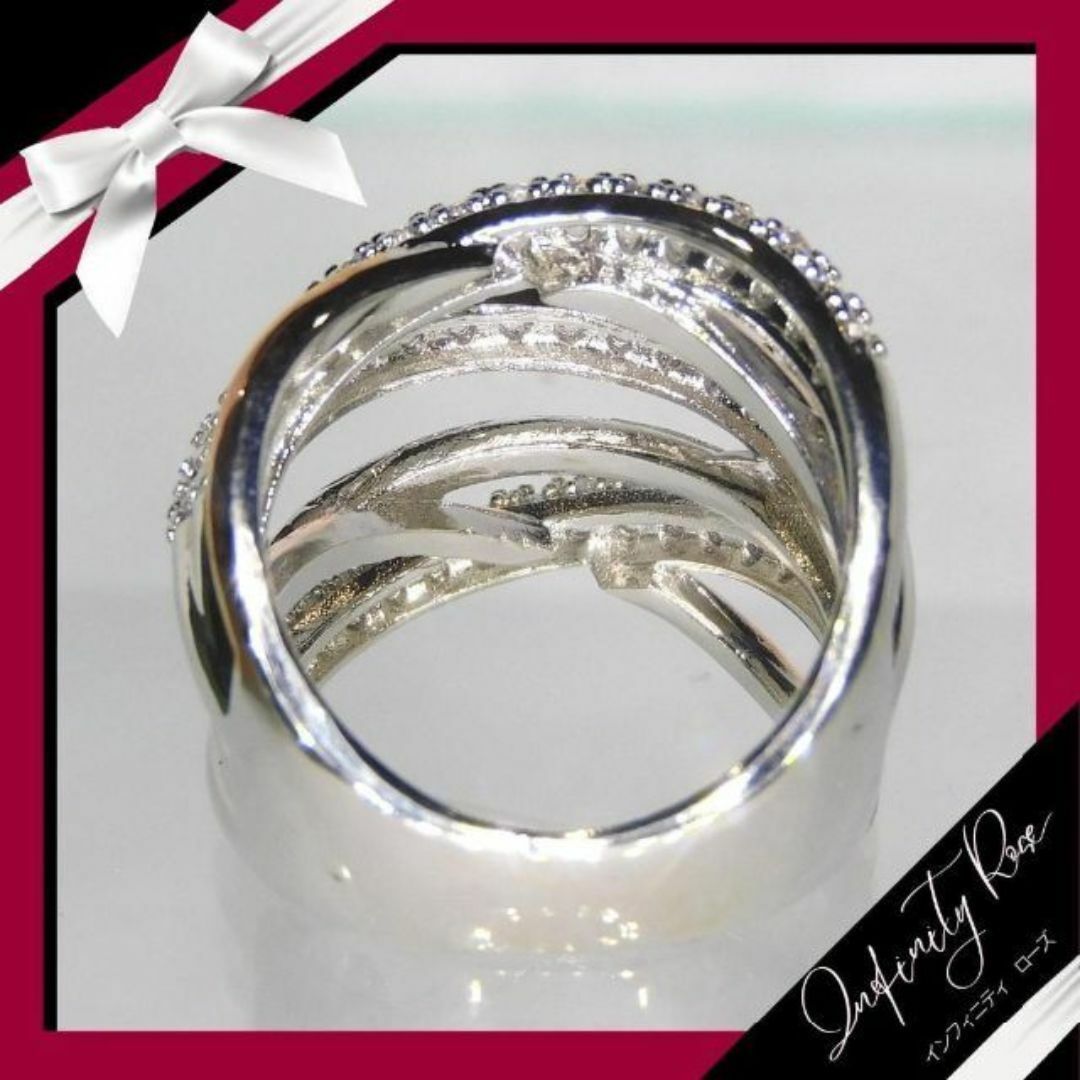 （1103）16号　ピンクゴールド×シルバー豪華ダブルスワロワイドリング　指輪 レディースのアクセサリー(リング(指輪))の商品写真