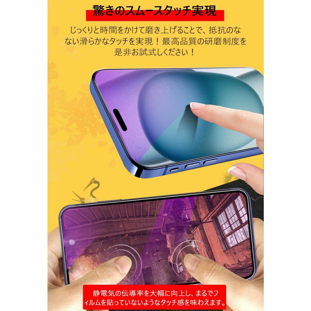 【色:ブルーライト（全面保護）_サイズ:iPhone 15Pro】【ブルーライト スマホ/家電/カメラのスマホアクセサリー(その他)の商品写真