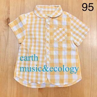 アースミュージックアンドエコロジー(earth music & ecology)のearth music&ecology半袖シャツ　95 チェック　男の子　女の子(Tシャツ/カットソー)