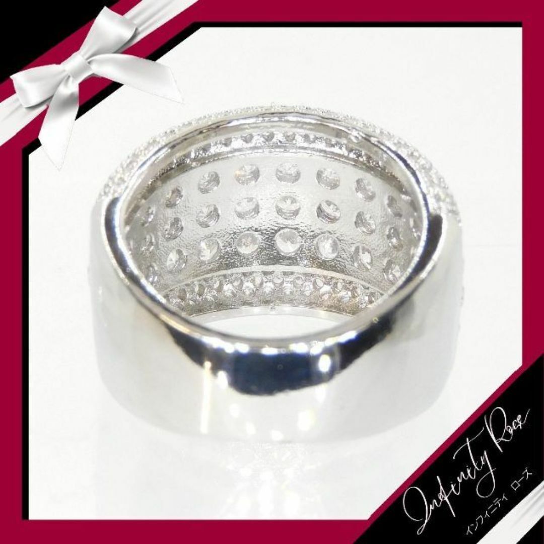 （1163）12号 豪華無数のスワロクリスタル輝き高級爪留めワイドリング　指輪 レディースのアクセサリー(リング(指輪))の商品写真