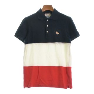 MAISON KITSUNE ポロシャツ XS 紺x白x赤(ボーダー) 【古着】【中古】(ポロシャツ)