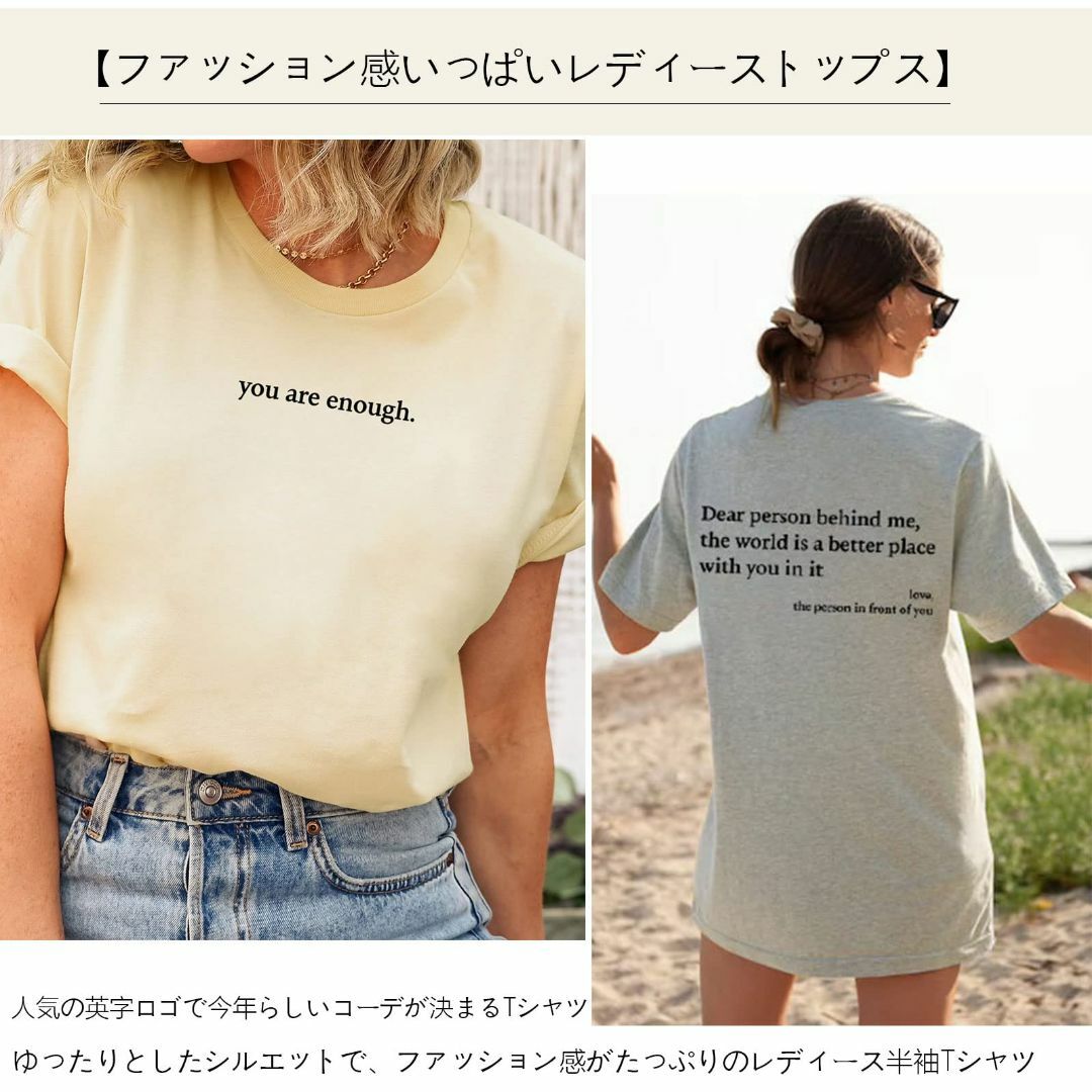 [7-livehouse] tシャツ レディース 半袖 トップス 丸襟 英字 プ レディースのファッション小物(その他)の商品写真