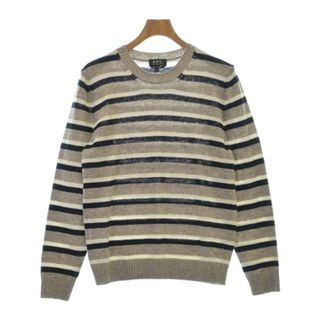 A.P.C. アーペーセー ニット・セーター S 茶x紺x白(ボーダー) 【古着】【中古】(ニット/セーター)