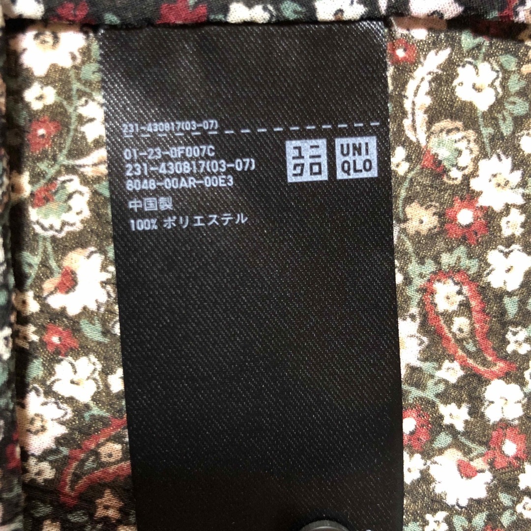 UNIQLO(ユニクロ)のユニクロ　Joy of Print シフォンブラウス(七分袖)Mダークブラウン レディースのトップス(シャツ/ブラウス(長袖/七分))の商品写真