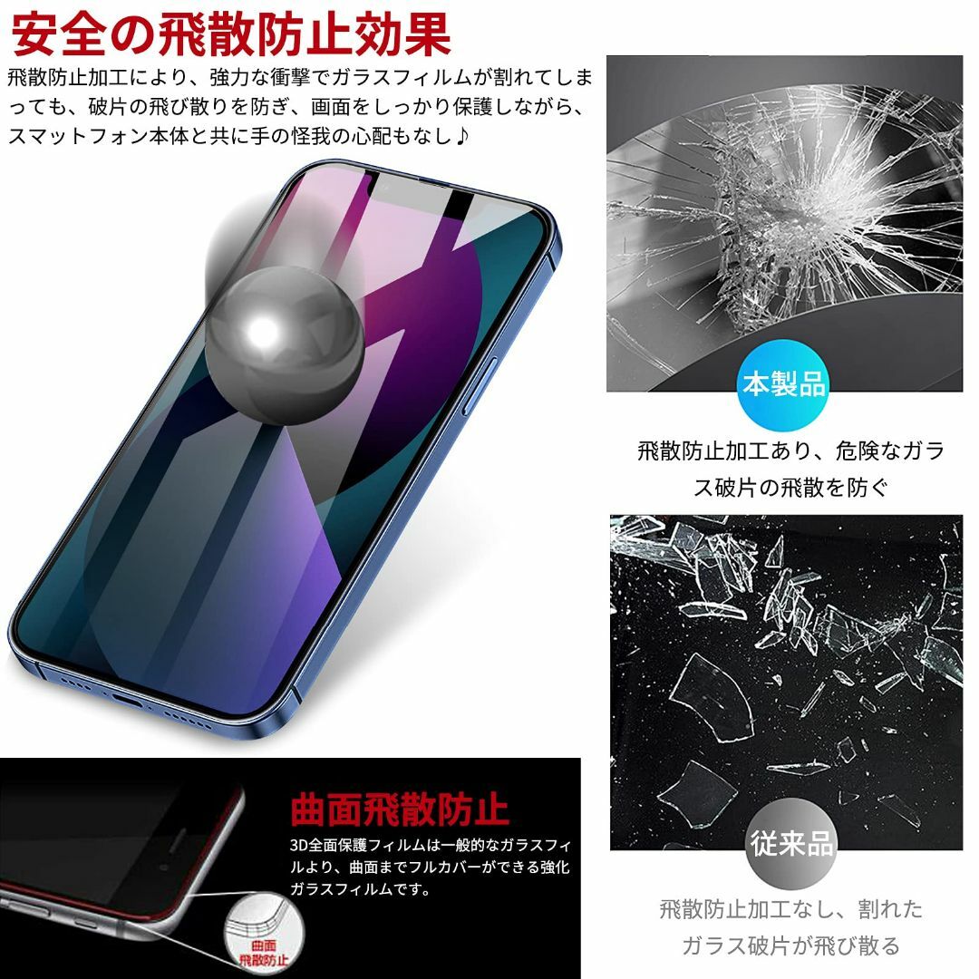 【色:高光沢・黒枠】AUNEOS ガラスフィルム ガラスフィルム iPhone1 スマホ/家電/カメラのスマホアクセサリー(その他)の商品写真