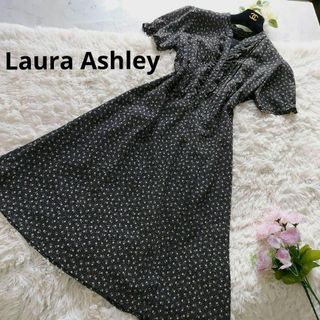 LAURA ASHLEY - ローラアシュレイ　小花柄　リバティ　Aライン　フレア　透け感　ワンピース　膝丈