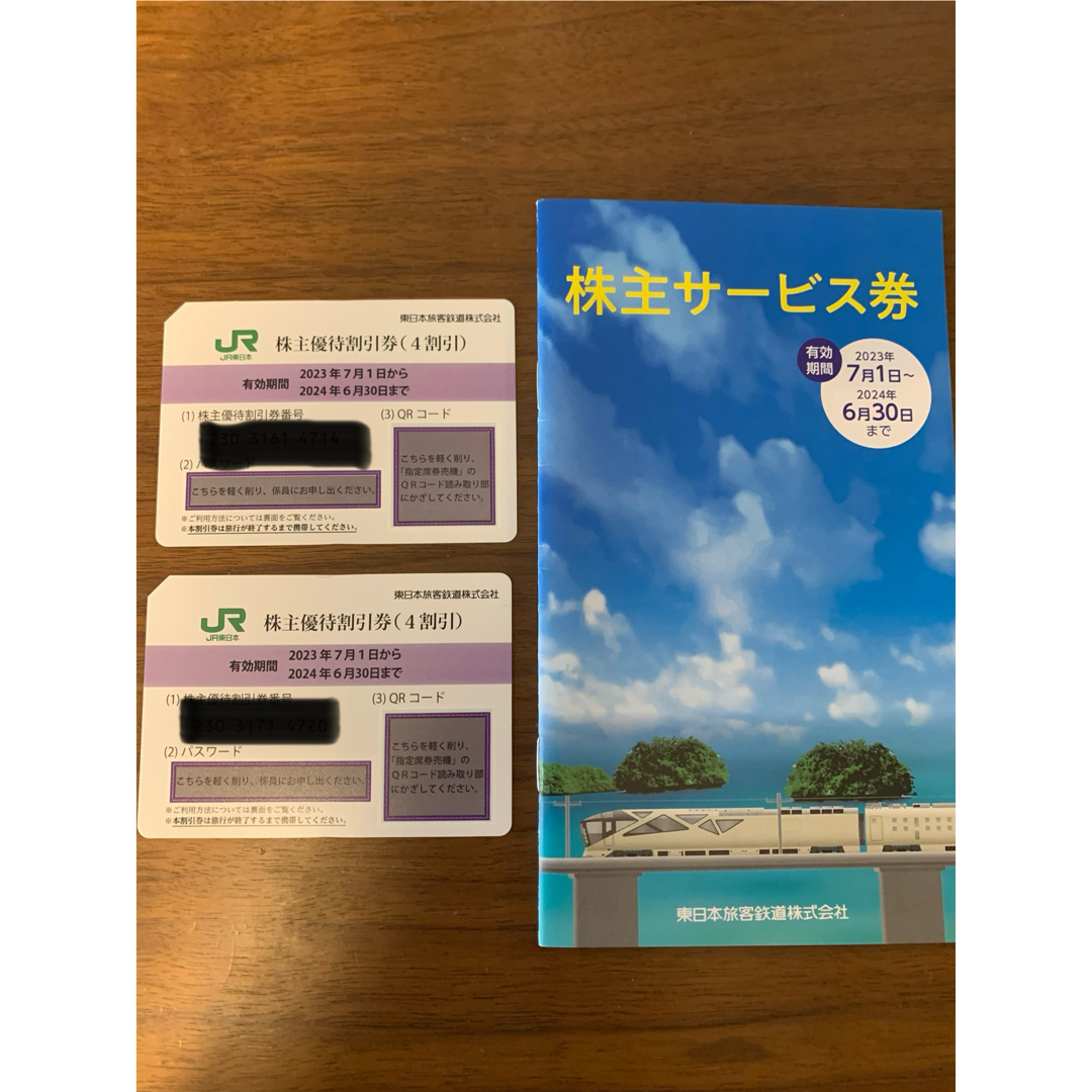 JR東日本株主優待券 ２枚セット、JR株主サービス券　一冊　 チケットの優待券/割引券(その他)の商品写真