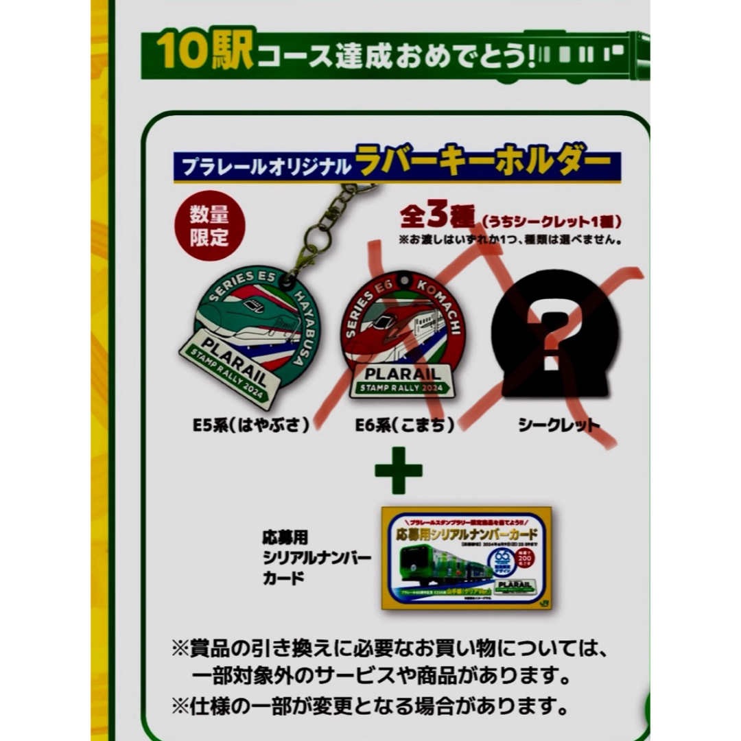 プラレールシリーズ(プラレールシリーズ)のプラレールスタンプラリー2024はやぶさ　E５系　新幹線　シリアルナンバーカード エンタメ/ホビーのテーブルゲーム/ホビー(鉄道)の商品写真