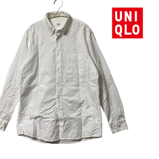 ユニクロ(UNIQLO)の【美品】UNIQLO ユニクロ　ボタンダウンシャツ　ホワイト　白　L(シャツ)