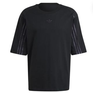 adidas  ラグラン カットライン Tシャツ ブラック  日本未発売品(Tシャツ/カットソー(半袖/袖なし))