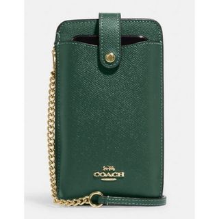 コーチ(COACH)の新品未使用　COACH スマホショルダー 大人気　スマホショルダー  グリーン(ショルダーバッグ)