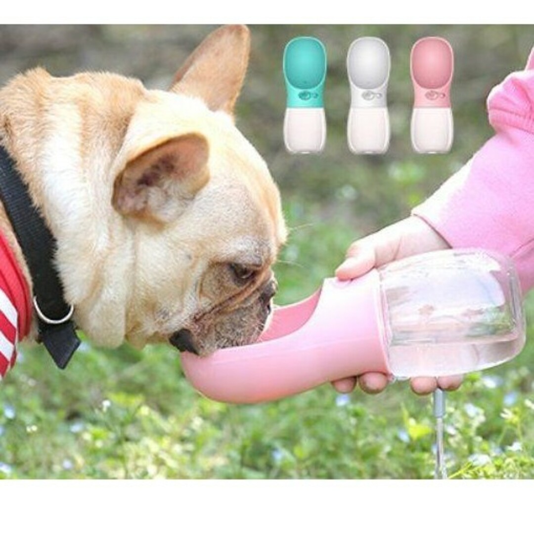 犬猫ペット給水器水筒 ピンク 携帯用　散歩　携帯ロープ付き　水分補給 その他のペット用品(犬)の商品写真