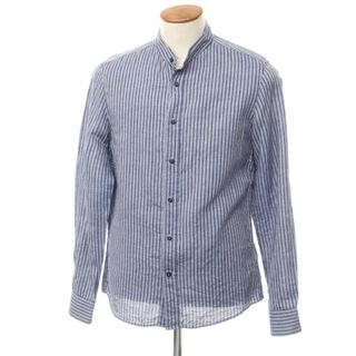 ブルネロクチネリ(BRUNELLO CUCINELLI)の【中古】ブルネロクチネリ Brunello Cucinelli リネンコットン バンドカラー カジュアルシャツ ネイビー【サイズM】【メンズ】(シャツ)