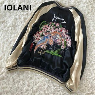 イオラニ(IOLANI)のIOLANI 飄飄コラボ リバーシブルスカジャン L ブラック 黒 鶴刺繍(スカジャン)