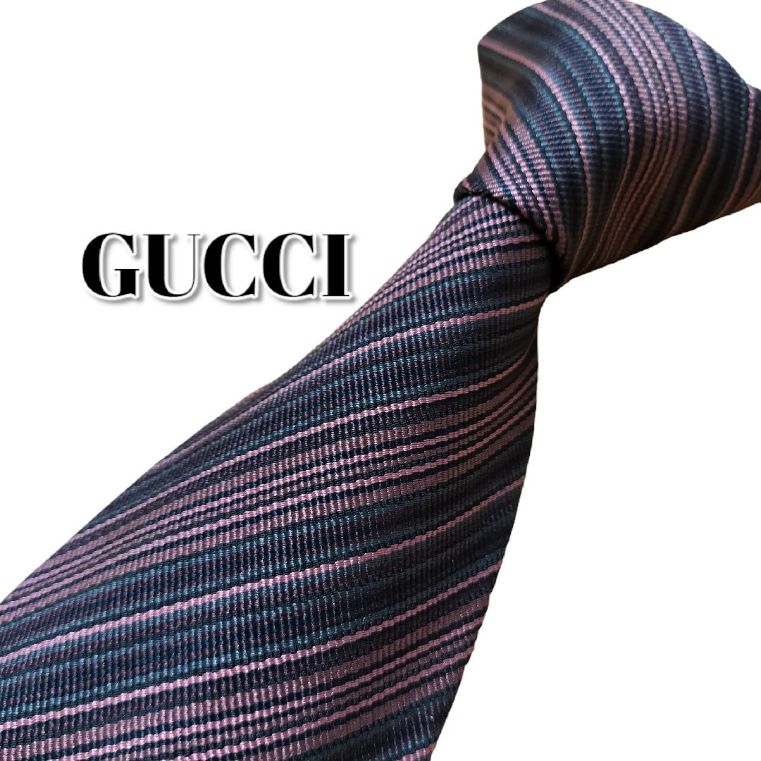 Gucci(グッチ)の★GUCCI★　グッチ　ブラウン系　ストライプ　イタリア製 メンズのファッション小物(ネクタイ)の商品写真