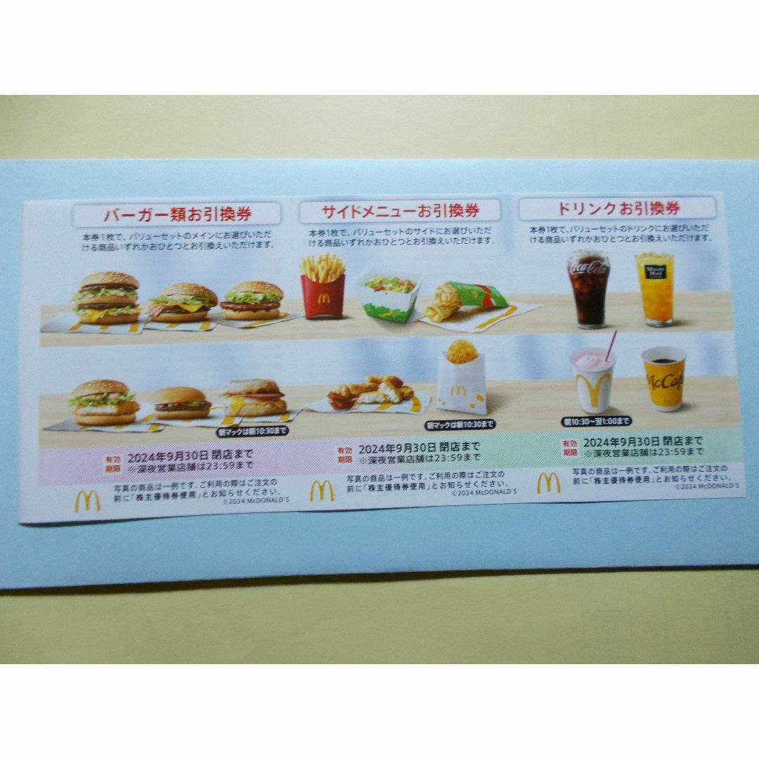 マクドナルド　2シート　株主優待券 チケットの優待券/割引券(フード/ドリンク券)の商品写真