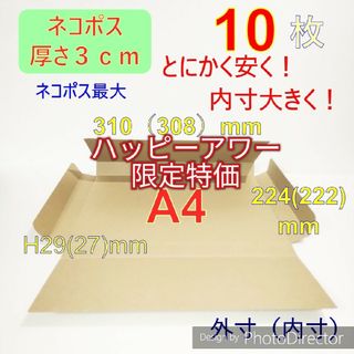 在庫確認不要です!★発送用10枚ネコポス最大サイズ 厚さ3㎝ 対応★ A4