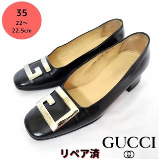 Gucci - GUCCI【グッチ】Gマーク ロゴ ブラックパンプス