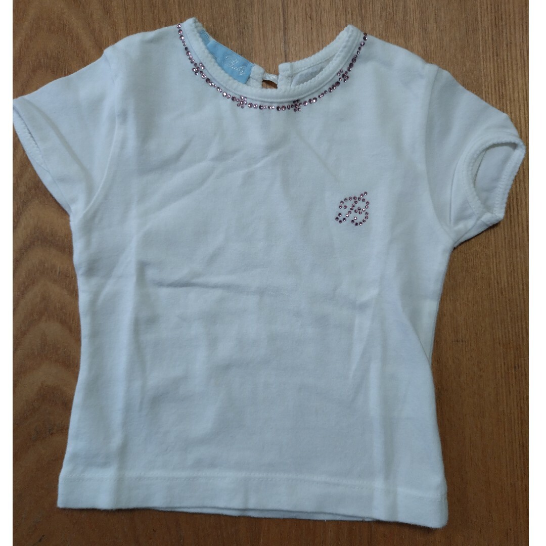 Simonetta(シモネッタ)の白Tシャツ　キラキラワンポイント　80cm キッズ/ベビー/マタニティのベビー服(~85cm)(Ｔシャツ)の商品写真