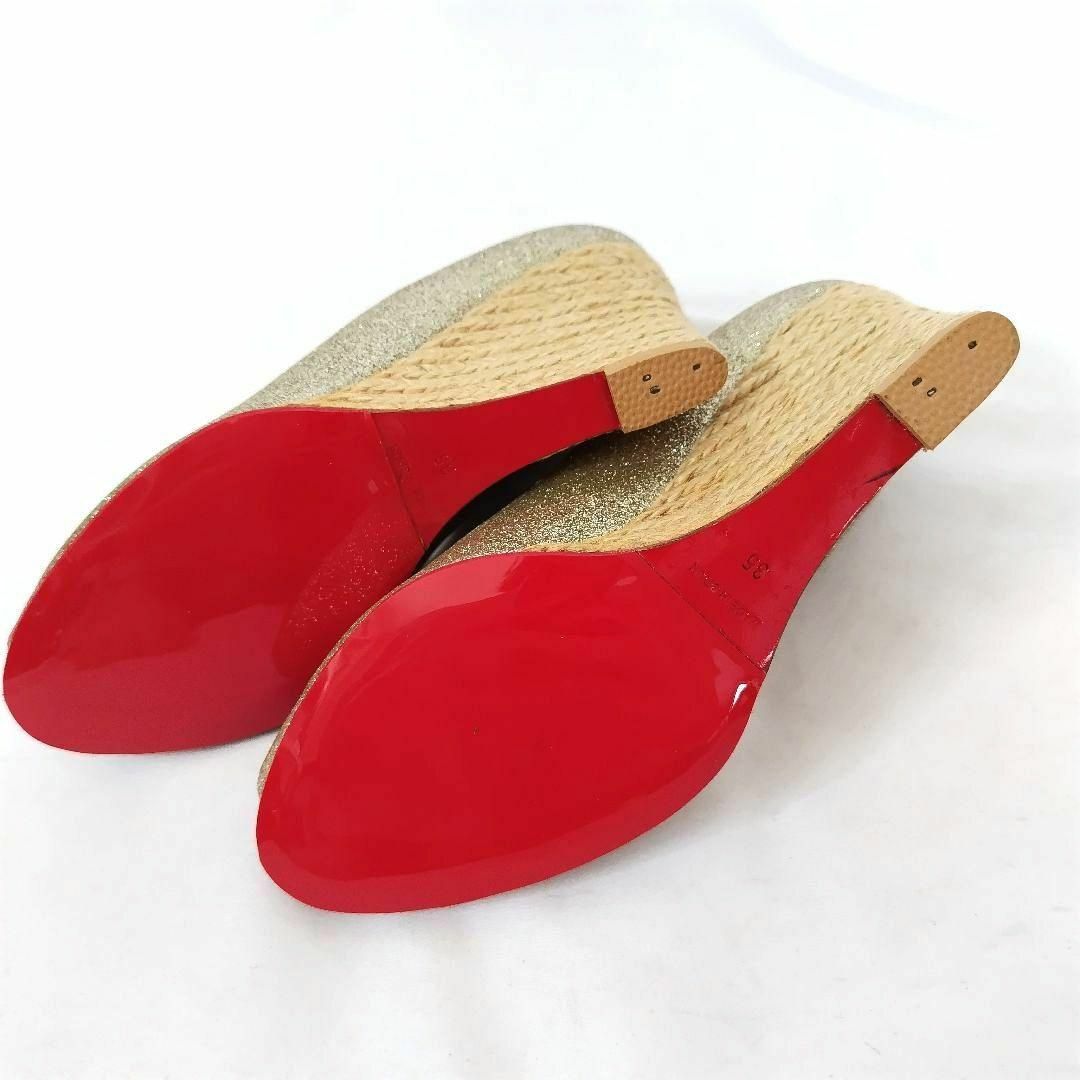 Christian Louboutin(クリスチャンルブタン)の【クリスチャンルブタン】ラメ ウエッジソール オープントゥ パンプス レディースの靴/シューズ(ハイヒール/パンプス)の商品写真