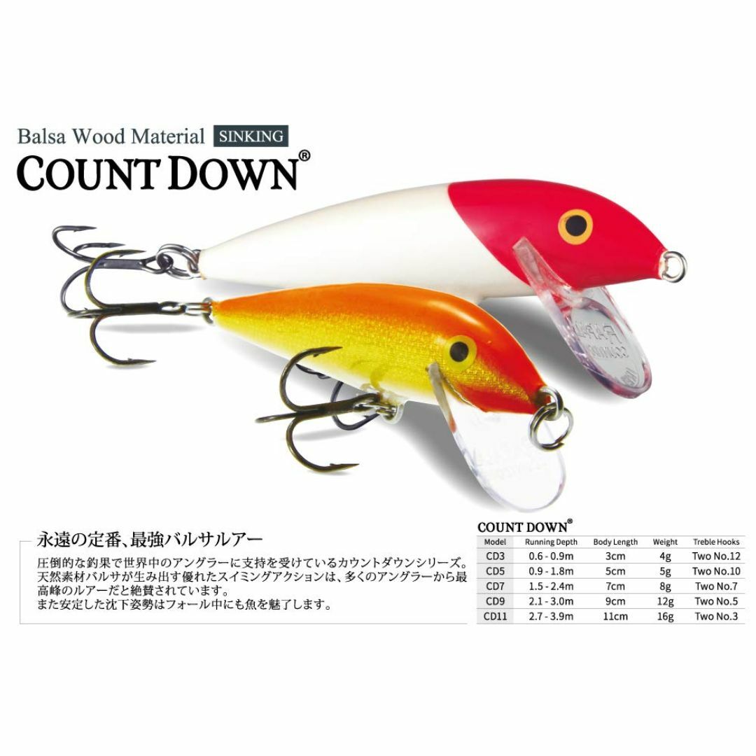 色:RHレッドヘッドラパラRapala カウントダウン CD9 9cm1 スポーツ/アウトドアのフィッシング(ルアー用品)の商品写真