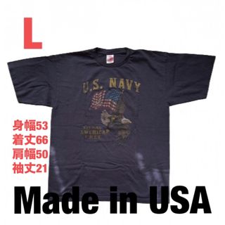 メイドインユーエスエー(MADE IN USA)のUS NAVY Tシャツ Lサイズ グレー made in USA(Tシャツ/カットソー(半袖/袖なし))