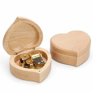 【在庫セール】オルゴール 18弁 心型メープル木製music box 金メッキの(オルゴールメリー/モービル)