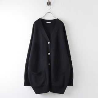 ドゥーズィエムクラス(DEUXIEME CLASSE)の美品 2021AW ドゥーズィエムクラス Deuxieme Classe Big Cardigan/ブラック ウールカシミヤ ビッグカーディガン Vネック【2400013846196】(カーディガン)