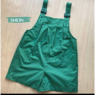 SHEIN - 【SHEIN】オーバーオール ショートパンツ グリーン シーイン