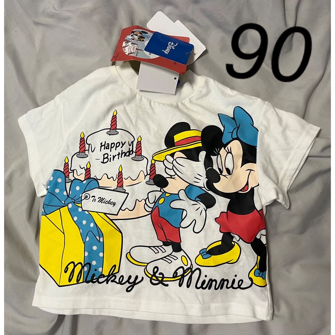 Disney(ディズニー)のディズニー　バースデー　誕生日　ミニー　ミッキー　90 Tシャツ キッズ/ベビー/マタニティのキッズ服女の子用(90cm~)(Tシャツ/カットソー)の商品写真