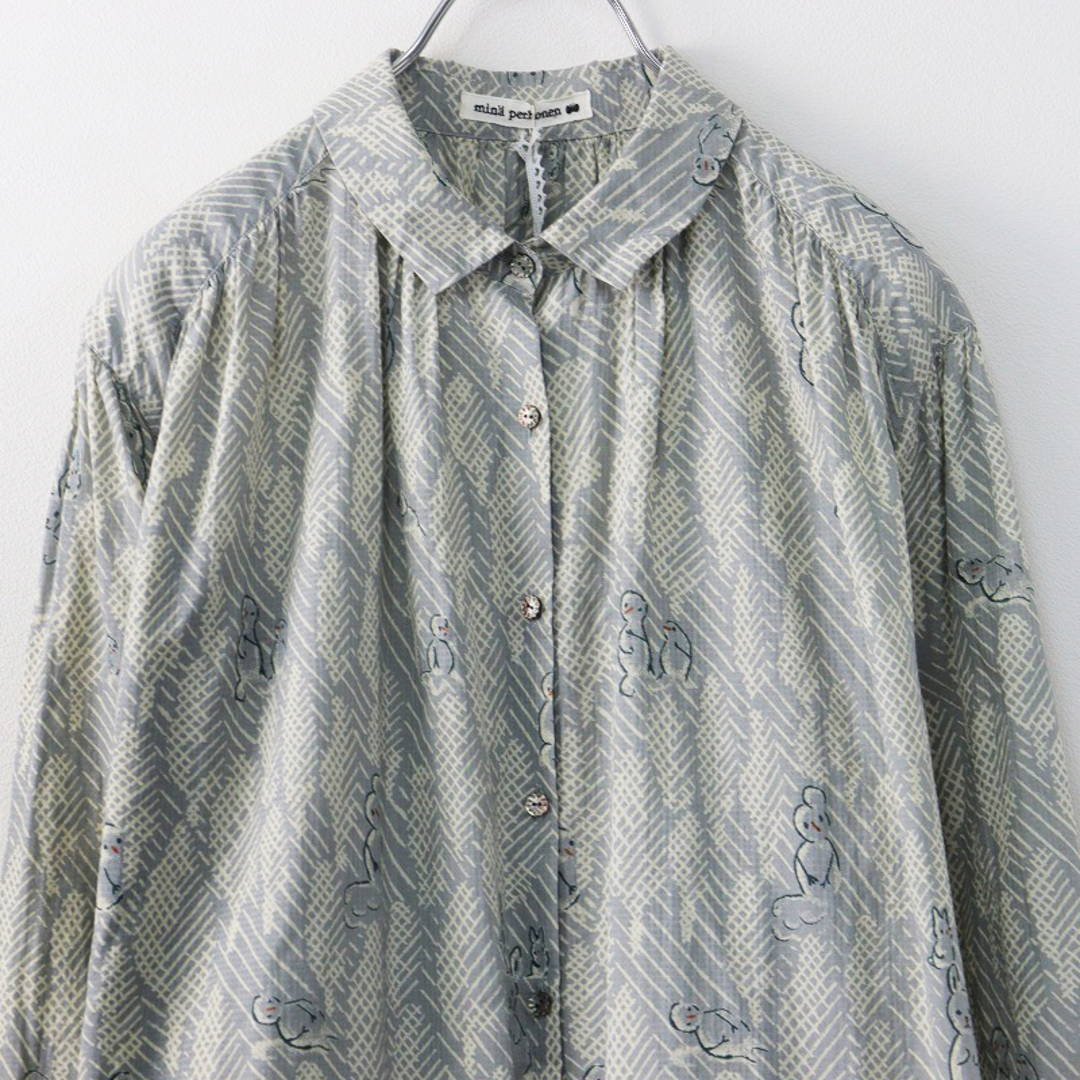 mina perhonen(ミナペルホネン)の未使用 23-24AW ミナペルホネン mina perhonen aba3022 lumiukko ルミッコ Shirt Dress シャツドレス 40/グレー シルク【2400013842228】 レディースのワンピース(その他)の商品写真