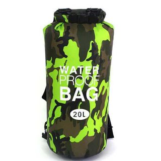 プールバッグ 防水 リュック バックパック 緑×迷彩 20L N067(トレーニング用品)