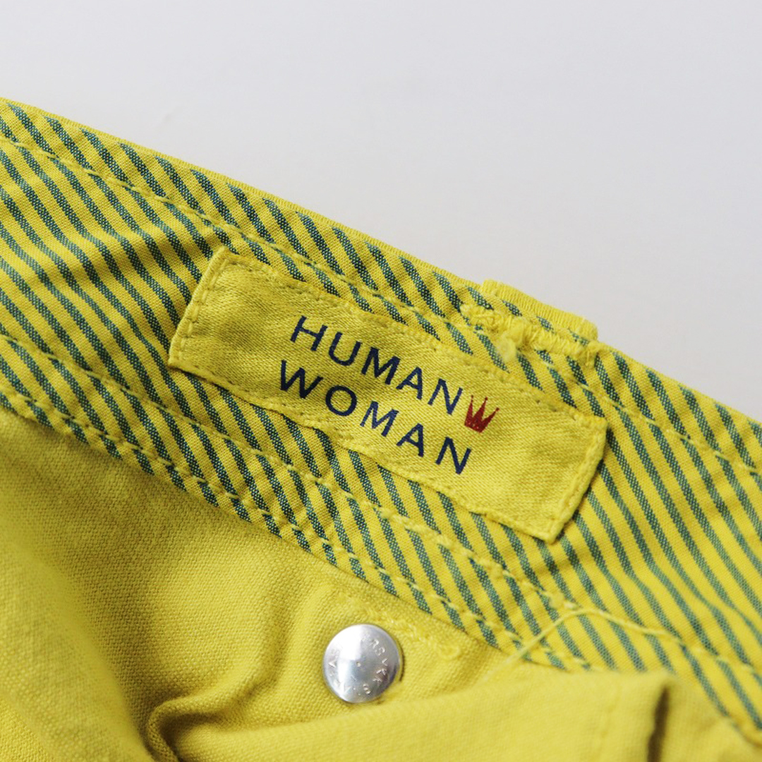 HUMAN WOMAN(ヒューマンウーマン)のヒューマンウーマン HUMAN WOMAN ストレッチコットン スリムカラーパンツ S/イエロー 黄色【2400013821544】 レディースのパンツ(カジュアルパンツ)の商品写真