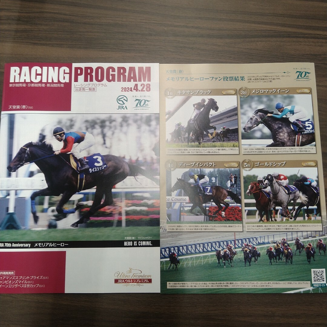 【送料込】競馬 JRA 天皇賞・春　日曜日版レーシングプログラム2冊　レープロ エンタメ/ホビーの雑誌(趣味/スポーツ)の商品写真