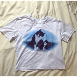 cat ピチT チビT ヘソ出し　韓国　y2k(Tシャツ(半袖/袖なし))